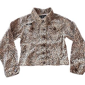 Vintage Lei Leopard Print Denim Jacket